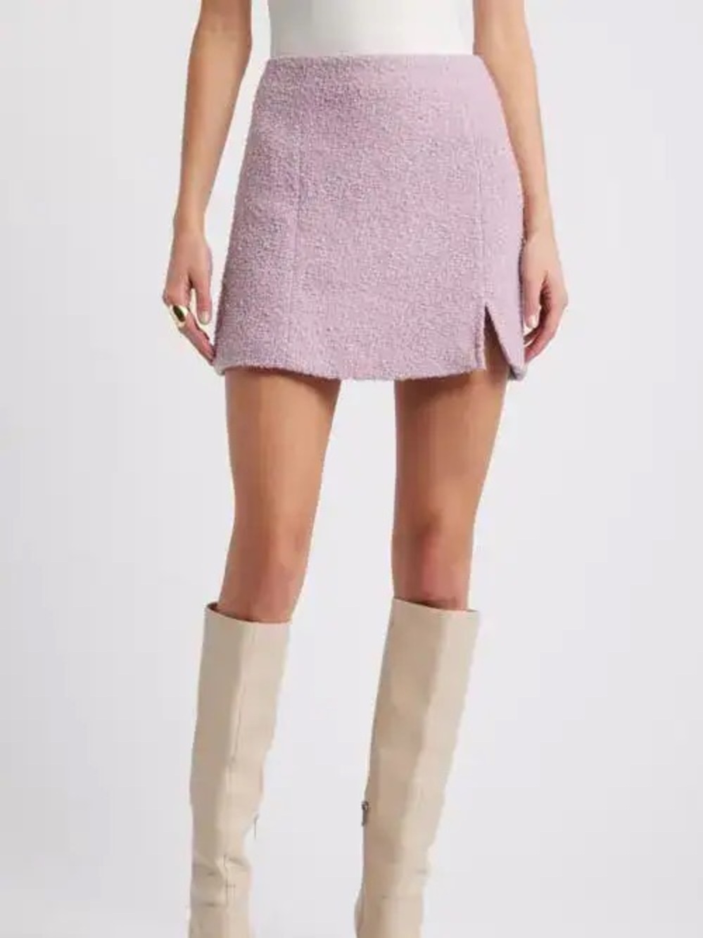 NWT Open Edit Tweed Mini Skirt in Purple Dawn Size Large